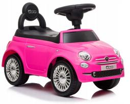 Sun Baby pasyvinis automobilis Fiat 500 stumdukas vaikščiojimo mokymuisi su atrama, dėtuve ir garsais
