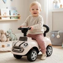 Sun Baby pasyvinis vaikiškas automobilis GO GO su garsais ir atrama, baltas