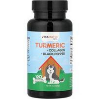 Vitamatic, Pets, ciberžolė + kolagenas + juodieji pipirai, vištiena ir jautiena, 120 tablečių, 224 g