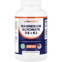 Vitamatic, Magnio glicinatas D3 + K2, 180 augalinių kapsulių