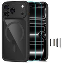 Tech-Protect MagOne CC MagSafe Case + Tempered Glass 2-Pack for iPhone 18 Pro / 17 Pro - Clear Black