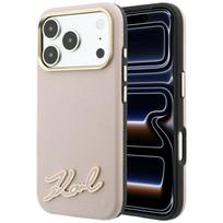 Case Karl Lagerfeld Grained with Resin Signature Logo MagSafe for iPhone 18 Pro / 17 Pro pink