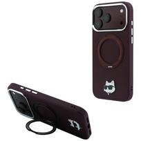 Case Karl Lagerfeld with Ring Stand 360 Choupette Head Pin MagSafe for iPhone 18 Pro / 17 Pro burgun