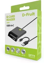 Kilimėlis D-Fruit ID card reader USB-A/USB-C DF174, juodas