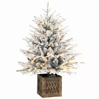 Kalėdinė eglutė su LED apšvietimu, apsnigta, žalia ir balta, 90 cm
