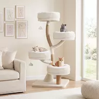 Kačių draskyklė su 4 platformomis ir sizalio stulpais, 132 cm