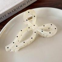 Sweet Cute Polka Dot Bow Hair Claw Shark Clips for Women Girls Elegant Geometry Hairpins Crab Barrettes Fashion Hair Accessories beige