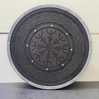 60.96 cm Viking Norse Valhalla Wooden Handmade Battle Warrior Shield Cosplay Home Decor Gift gray