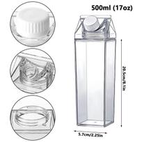 500/1000Ml Clear Milk Carton Water Bottle Leak-proof Milk Box Water Bottle Portable Reusable Milk Bottles Water Juice Container