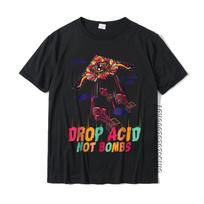 Juokingi „Drop Acid Not Bombs“ marškinėliai, psichodeliniai LSD meilės medvilniniai vyro viršūnės, komiksų marškinėliai, grupė, plonas kirpimas M black