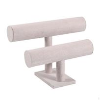 Bracelet Display Stand Bangle Organizer, Burlap Bar 2 Tier Jewelry for Storage Store smėlis