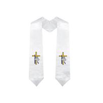 Krikšto skraistė su kryžiaus ir žvakės juostelėmis – paaugliams ir suaugusiems, ceremoniniams stiliams Adult white