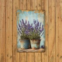 Metal Poster Lavender Vintage Wall Art Farmhouse Decor for Home Garden Interior Exterior gray