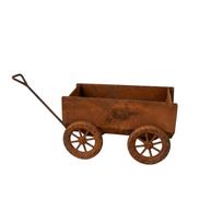 Rustic Metal Garden Wagon Planter Outdoor Decorative Flower Pot with Wheels and Handle for Patio Yard Lawn Plant Display one size
