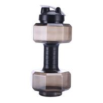 2600mL Multifunctional Gym Sports PET Dumbbell Shaped Kettle Outdoor Fitness Cycling Camping Cold Water Bottle Cup gray