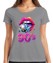 90s Disco Ball Lips Pop Art Neon Retro Party Gift Ladies TShirt 4XL beige