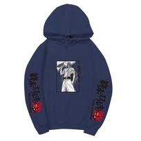 Record of Ragnarok Anime Hoodie, Adam Graphic Long Sleeve Sweatshirt, Casual Street Hoodie for Adult Male Female M tamsiai mėlyna