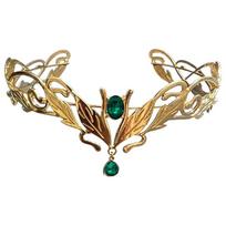 Baroque King Round Elves Crown Vintage Princess Diadems Bridal Hair Accessories  Photography Props Gold Green 17cm beige