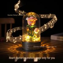 Elegant Rose Rotating Music Box: Qixi Festival Valentine's Gift for Her brown
