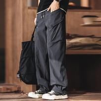 High-end mountain outdoor sports shock pants men's summer trendy brand thin waterproof multi-pocket tooling paratrooper pants s suitable for 45-55kg gray
