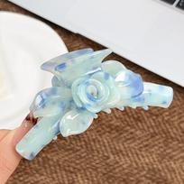 3D Floral Print Acetate Shark Claw Clip Lightweight Comfortable Hair Clip for Women Girls Camping Hiking Use A7