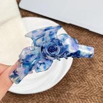 3D Floral Print Acetate Shark Claw Clip Lightweight Comfortable Hair Clip for Women Girls Camping Hiking Use A5