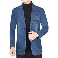 2026 Men's Trendy Single-Breasted Denim Suit Jacket: Spring/Autumn High-End Blazer 190 (165-180 jin)