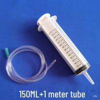 500 ml talpos didelis plastikinis švirkštas klijų dozavimui, maitinimui arba klizmoms 150ml + one meter tube