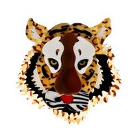 Vintage Tiger Brooch Alloy Animal Design Gift For Men Women Style E beige