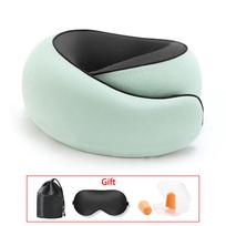 Kelioninė kaklo pagalvė Memory Foam kaklo pagalvė patogumui lėktuve Kompaktiškas ergonomiškas dizainas kelionei, kelionei automobiliu, naudojimui namuose Ideali Light green 4Pcs