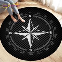 „Compass Round Area“ kilimėlis, retro stiliaus britų karinio jūrų laivyno naujojo pasaulio atradimo kilimėlis, svetainės miegamojo kilimai, neslidūs kilimėliai vaikams žaisti 80cm x 80cm