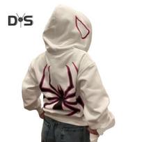Unisex paltas Spider Print Tamsus Punk Style Unisex Helovino kostiumas High Street Hip Hop Minkštas pliušinis su užtrauktuku ilgomis rankovėmis žieminis rudens paltas su gobtuvu M beige