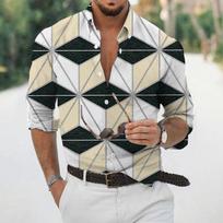 2024 Spring and Autumn Foreign Trade Europe and America New Men's Geometric 3D Printed Shirt 3XL black