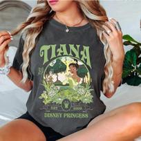Disney Tiana Princesės Portretas Marškinėliai Senoviniai Princesė ir Varlė Tianos Pelkių Nuotykiai T-shirt Disneyland Šeimos Kelionė XL brown