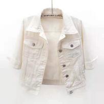Ladies Denim Jacket Spring Summer Short Coat Pink Jean Jackets Casual Tops  Loose Tops Lady Outerwear S white