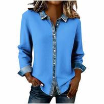 Ladies Linen Shirt Denim Shirt Women Womens Tops T-Shirts & Blouses Ladies Tops Size 14 Cotton Tops for Women UK XL gray