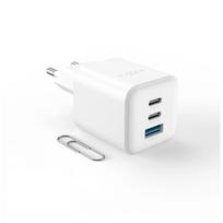 Įkroviklis FIXED Mini 2x USB-C and USB GaN Charger 65W Baltas
