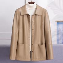 Elegantiškas dirbtinės avikailio paltas moterims Viršutiniai drabužiai Dirbtinės odos striukės Moteriškas viršus 5XL beige