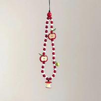 For Phone Airpods Earphones New Phone Lanyard Cute Kawaii White Red Bead Handmade Strap with Fruit Charms Pendant white