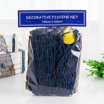 Viduržemio jūros dekoratyvinis žvejybinis tinklas, džiutinė virvė, fotografijos rekvizitas, fono sienos dekoracija blue with shells