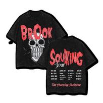 Anime One Piece Brook Grafinis Unisex Juodas Rūgštinio Plovimo Medvilninis Marškinėlis Apvalia Kakleline Trumpomis Rankovėmis 2026 Vasaros Naujas Y2k Vyriškas Marškinėlis L black