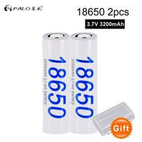 PALO 3200 mAh ličio baterija 18650 3,7 V galios įkraunamos baterijos, skirtos žibintuvėlio baterijai 2PCS