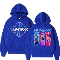 Anime KPop Demonų Medžiotojai Rumi Mira Džemperis Vyrams Moterims Mada Cosplay Džemperiai su Gobtuvu Y2k Didelio Dydžio Vilnos Atsitiktinio Stiliaus Ilgomis Rankovėmis XXXL mėlyna