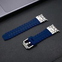 Men Silicone Band For Apple Watch Ultra 2/1 49mm Series 10 9 8 7 se 6 5 se Luxury Sports Bracelet for iwatch 46mm 44 45mm Strap 49mm(for Ultra 2 1 ) vidurnakčio mėlyna spalva
