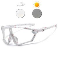 VAGHOZZ Photochromic Cycling Sunglasses Anti UV MTB Bike Goggles for Outdoor Sports Fishing Driving white