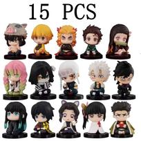 Demon Slayer Q Version Mini Action Figures - Anime Ghost Tanjiro Nidouzi Inosuke Zenizu Sitting Model Toy Doll Durable Gift