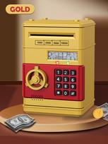 ATM Password Piggy Bank Electronic Kids Money Bank Coin Can Auto Scroll Paper Money Saving Box Gifts designed for 3+ Boys and Girls brown