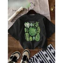 Women's Short Sleeve Crew Neck T-Shirt Monstera Philodendron Tropical Leaf Print Casual Fashion Tee for Summer Ladies TShirts S gray