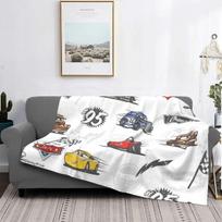 Automobiliai Žaibas Makvynas Flanelinis pledas Lengvas lovatiesė Sofos dekoras Namų tekstilė Greitkelio tema 100x150cm