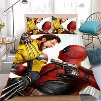 D-Deadpool & Wolverine Duvet Cover Set Home Style Bedding Soft Laundry Cotton Bed 3 Piece Set Student Dormitory Gift 135x200cm yellow